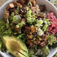 Up close of the tofu poke bowl  at Rockaway Tiki Bar in Arverne