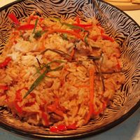 Vegetables with rice at Karavan in San Pedro De Atacama
