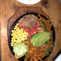 Veggie fajitas with two tortillas at El Pancho in Osaka