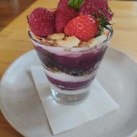 Raspberry and coconut trifle at Christmas Hills Raspberry Farm Café in Elizabeth Town