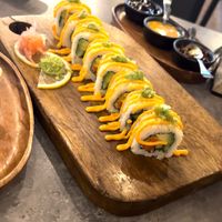 Vegan sushi with mango, fresh, crispy, my favourite. #Veganuary at Dip Dash in Dubai