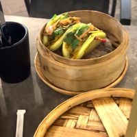 Bao, nice, hot, soft steamed buns with a bit spicy filling #Veganuary at Dip Dash in Dubai