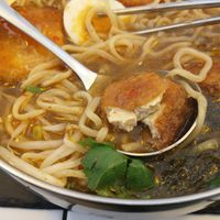 The tofu has a crispy exterior coating. (Well, as crispy as anything that marinates in a broth can be.) at Panda Cantina - Príncipe Real in Lisbon