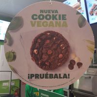 Vegan cookie sign at Subway in Madrid