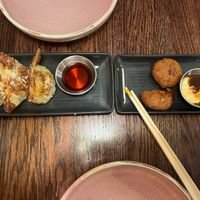 Beggars purse and aloo tikki (potato cakes) - there were 3 potato cakes before taking the photo. Two of us had lunch together so we each had a jungle curry and 1 other item  at Chow in Wellington