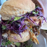 Looked amazing, then the bread was so dry, you couldn’t compress it to fit the sandwich in your mouth- fillings spilled out and weren’t very good on their own  at Botanika Cafe in Ridgefield