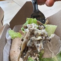 Chicken Cesare wrap that I ate as a salad after the dosa broke into pieces and couldn’t be eaten as a wrap  at Botanika Cafe in Ridgefield