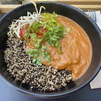 Vegan red thai curry with quinoa  at The Naked Indigo in Innsbruck