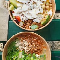 vegan teriyaki bowl and ramen at The Naked Indigo in Innsbruck