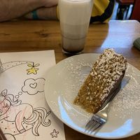Carrot cake and oat milk chai latte  at Dschungel in Vienna