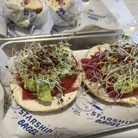 Millenual Falcon sandwich with plain vegan cheese  at Starship Bagel in Lewisville