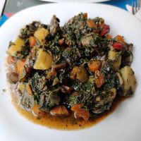 Spinach, mushrooms, carrots, potatoes at Dream House in Sofia