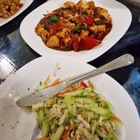 Colorful salad and kung bao at Dream House in Sofia