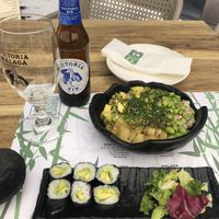 Avocado maki and veggie poke bowl  at Sushi Panda in Jerez