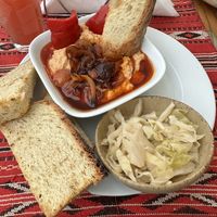 Bean starter with fried onions  at Crama Sibiană in Sibiu