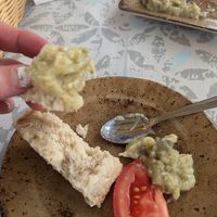 The aubergine starter dish -really good at Crama Sibiană in Sibiu