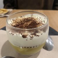 dulce de la casa. Una especie de natillas con chantillí #Veganuary at A Minha Avó in Lisbon