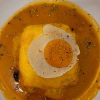 Francesinha with fake egg at A Minha Avó in Lisbon