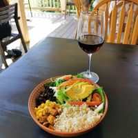 Vegan burrito bowl at An Octopus' Garden Cafe in Alma
