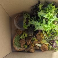 Avocado toast with vegan egg and sausage. at Twisted Grounds in Madison