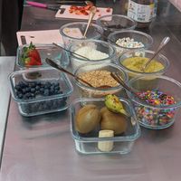 The toppings (almost all are vegan, ask the waiter) at Adam & Eve Waffles in Berlin