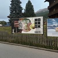 Intriging billboard  at Hornox in Zermatt