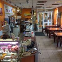 downstairs with buffet and dessert area at Rama in Riga