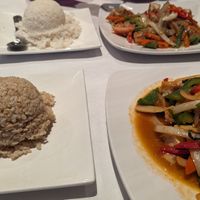 Lemongrass tofu and basil rice plates (ask to make it vegan, no egg for example) at Simply Thai in Elon