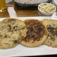 Vegan pupusas from left to right: vegan veggie, Korean, loroca   at 3 in 1 Restaurant in Indianapolis