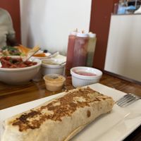 Burrito with rice, beans and mushrooms  at 3 in 1 Restaurant in Indianapolis