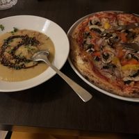 Vegan soup and pizza   at Mika in Reykholt