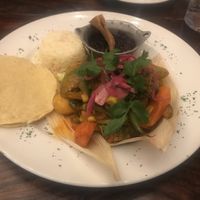 Marinated vegetables, beans, rice and tortillas. Very tasty! at Mestizo in North West London