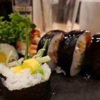 close up on rolls. stuffed and huge, got my money's worth! at Ginza Sushi & Ramen Bar in Grand Rapids