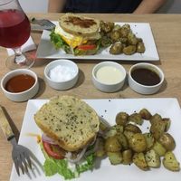 Burger with bread instead of bun - very delicious!  at Mantra Alimentación Consciente in Tarapoto