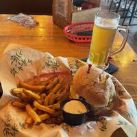 The Orisha burger with fries  at Rockabilly in Gran Canaria