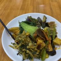 Plate from vegan buffet #Veganuary at Vegetarian in the Golden Age in Vientiane