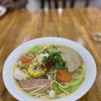Noodle soup with “meat" #Veganuary at Vegetarian in the Golden Age in Vientiane
