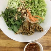 Big bowl of bun cha gio for 35,000 Kip  at Vegetarian in the Golden Age in Vientiane