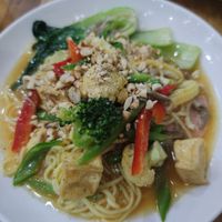 Noodles with veggies at Vegetarian in the Golden Age in Vientiane