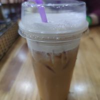 Iced Oat Milk Tea at Vegetarian in the Golden Age in Vientiane