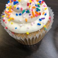 Vegan Vanilla cupcake at Hocking Hills Coffee Emporium in Logan
