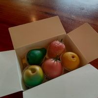 Marzipan fruit at Leonidas - Love + Chocolate in Walnut Creek