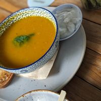 Soup of the day! Pumpkin soup made vegan ✌🏻 at Freudian Sip in Leura
