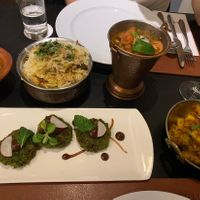 3 vegan starters and mushroom biryani (requested vegan sauce instead of yoghurt sauce)   at Naan Bar in Valletta