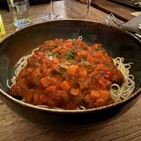 Vegan spaghetti   at Hof Van Rembrandt in Bruges