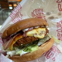 Garlicious chick’n burger - amazing flavors! at Dirty Vegan - Barcode Street Food in Oslo