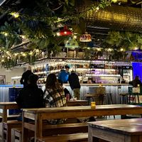 One of the seating areas and the bar   at Dirty Vegan - Barcode Street Food in Oslo