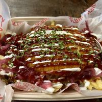 Garlucky loaded fries   at Dirty Vegan - Barcode Street Food in Oslo