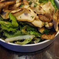 Mushrooms subbed into our salad, so good with pumpkin seeds and oil at The Silver Fork in Manchester