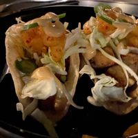 The tofu tacos with modifications to make them vegan. Delicious!  at Cinder Restaurant in Westerly